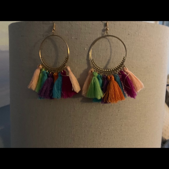Tassel Hoop Earrings - Picture 5 of 9